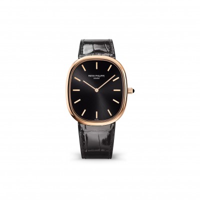 PATEK PHILIPPE GOLDEN ELLIPSE BLACK DIAL ROSE GOLD WATCH REF. 5738R-001 